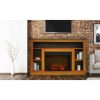 Cambridge 47 In. Electric Fireplace with 1500W Charred Log Insert and A/V Storage Mantel in Teak