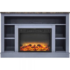 Cambridge 47 In. Electric Fireplace with Enhanced Log Insert and Slate Blue Mantel