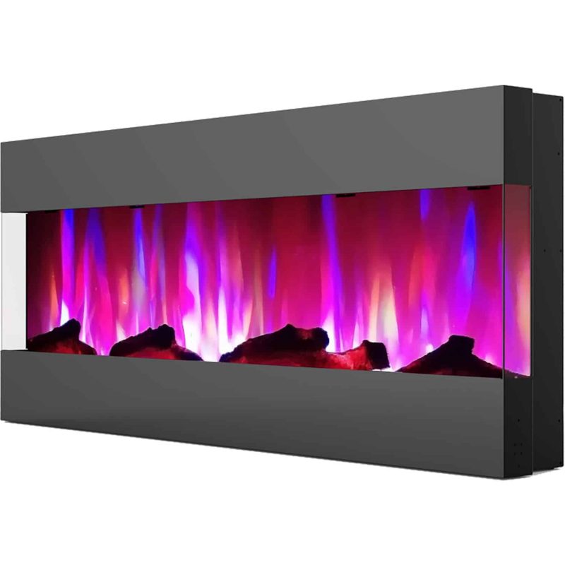 Cambridge 50 In. Recessed Wall Mounted Electric Fireplace with Logs and ...