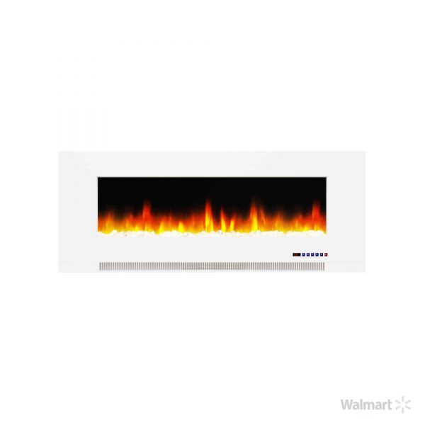 Cambridge 50" Wall-Mount Electric Fireplace Heater with Multi-Color LED Flames and Crystal Rock Display 12