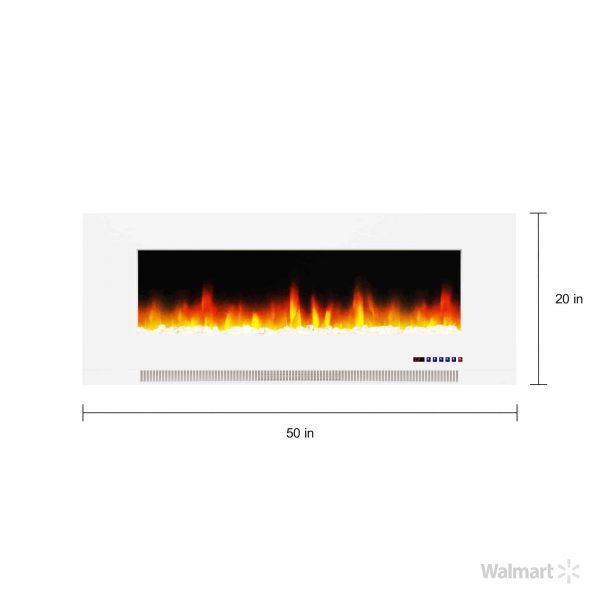 Cambridge 50" Wall-Mount Electric Fireplace Heater with Multi-Color LED Flames and Crystal Rock Display 13