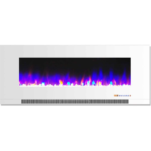 Cambridge 50" Wall-Mount Electric Fireplace Heater with Multi-Color LED Flames and Crystal Rock Display 4