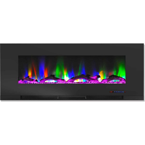 Cambridge 50" Wall-Mount Electric Fireplace Heater with Multi-Color LED Flames and Driftwood Log Display 6