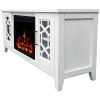 Cambridge 56-in. Stardust Mid-Century Modern Electric Fireplace with Deep Multi-Color Log Insert, White 6