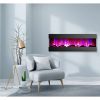 Cambridge 60 In. Recessed Wall Mounted Electric Fireplace with Logs and LED Color Changing Display, Black 6