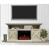 Cambridge 62-in. Summit Farmhouse Style Electric Fireplace Mantel with Deep Log Insert, Sandstone 6