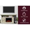 Cambridge 62-in. Summit Farmhouse Style Electric Fireplace Mantel with Deep Log Insert, Sandstone 7