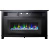 Cambridge San Jose Fireplace Entertainment Stand in Black with 50" Color-Changing Fireplace Insert and Driftwood Log Display