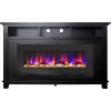 Cambridge San Jose Fireplace Entertainment Stand in Black with 50" Color-Changing Fireplace Insert and Driftwood Log Display 7