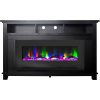 Cambridge San Jose Fireplace Entertainment Stand in Black with 50" Color-Changing Fireplace Insert and Driftwood Log Display 9
