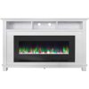 Cambridge San Jose Fireplace Entertainment Stand in White with 50" Color-Changing Fireplace Insert and Crystal Rock Display