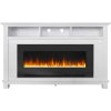 Cambridge San Jose Fireplace Entertainment Stand in White with 50" Color-Changing Fireplace Insert and Crystal Rock Display 11