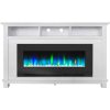 Cambridge San Jose Fireplace Entertainment Stand in White with 50" Color-Changing Fireplace Insert and Crystal Rock Display 12