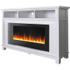 Cambridge San Jose Fireplace Entertainment Stand in White with 50" Color-Changing Fireplace Insert and Crystal Rock Display 13