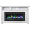 Cambridge San Jose Fireplace Entertainment Stand in White with 50" Color-Changing Fireplace Insert and Driftwood Log Display