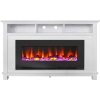 Cambridge San Jose Fireplace Entertainment Stand in White with 50" Color-Changing Fireplace Insert and Driftwood Log Display 7