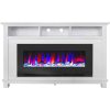 Cambridge San Jose Fireplace Entertainment Stand in White with 50" Color-Changing Fireplace Insert and Driftwood Log Display 8