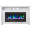 Cambridge San Jose Fireplace Entertainment Stand in White with 50" Color-Changing Fireplace Insert and Driftwood Log Display 9