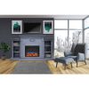 Cambridge Sanoma 72 In. Electric Fireplace in Slate Blue with Built-in Bookshelves and a Multi-Color LED Flame Display 8
