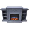 Cambridge Sanoma 72 In. Electric Fireplace in Slate Blue with Built-in Bookshelves and a Multi-Color LED Flame Display 13