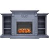Cambridge Sanoma 72 In. Electric Fireplace in Slate Blue with Built-in Bookshelves and an Enhanced Log Display