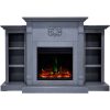 Cambridge Sanoma Electric Fireplace Heater with 72-In. Blue Mantel, Bookshelves, Enhanced Log Display, Multi-Color Flames, and Remote 7