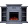 Cambridge Sanoma Electric Fireplace Heater with 72-In. Blue Mantel, Bookshelves, Enhanced Log Display, Multi-Color Flames, and Remote 9