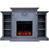 Cambridge Sanoma Electric Fireplace Heater with 72-In. Blue Mantel, Bookshelves, Enhanced Log Display, Multi-Color Flames, and Remote 10