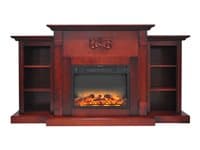 Cambridge Sanoma Electric Fireplace Heater with 72" Bookshelf Mantel plus Enhanced Log and Grate Display 5