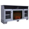 Cambridge Savona 59 In. Electric Fireplace in Slate Blue with Entertainment Stand and Charred Log Display 15