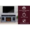 Cambridge Savona 59 In. Electric Fireplace in Slate Blue with Entertainment Stand and Charred Log Display 16