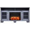 Cambridge Savona 59 In. Electric Fireplace in Slate Blue with Entertainment Stand and Enhanced Log Display