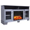 Cambridge Savona 59 In. Electric Fireplace in Slate Blue with Entertainment Stand and Enhanced Log Display 15