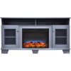 Cambridge Savona 59 In. Electric Fireplace in Slate Blue with Entertainment Stand and Multi-Color LED Flame Display