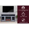 Cambridge Savona 59 In. Electric Fireplace in Slate Blue with Entertainment Stand and Multi-Color LED Flame Display 11