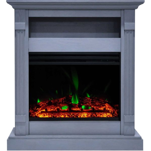 Cambridge Sienna 34-In. Electric Fireplace Heater with Slate Blue Mantel, Enhanced Log Display, Multi-Color Flames, and Remote Control 7