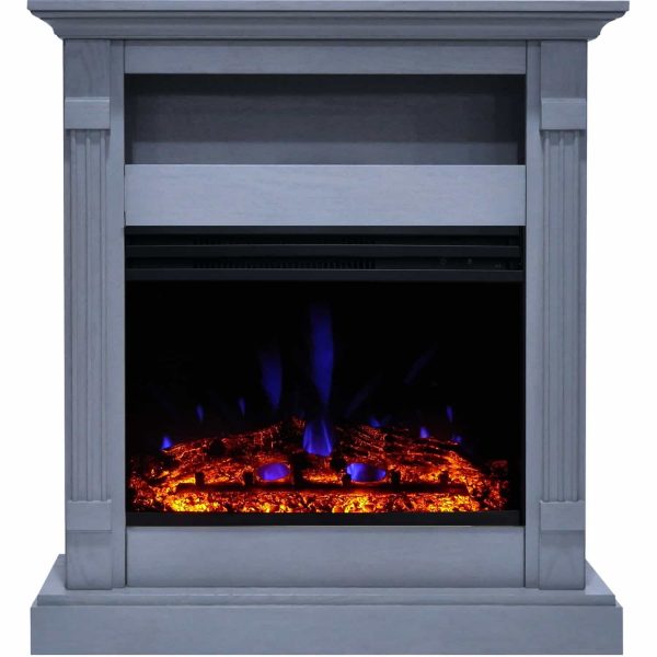 Cambridge Sienna 34-In. Electric Fireplace Heater with Slate Blue Mantel, Enhanced Log Display, Multi-Color Flames, and Remote Control 5