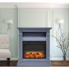 Cambridge Sienna 34 In. Electric Fireplace w/ Enhanced Log Display and Slate Blue Mantel 5