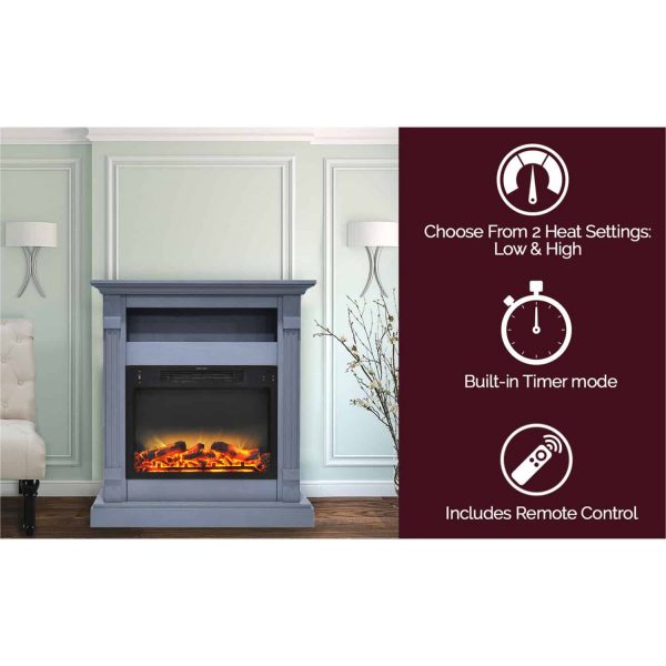 Cambridge Sienna 34 In. Electric Fireplace w/ Enhanced Log Display and Slate Blue Mantel 2