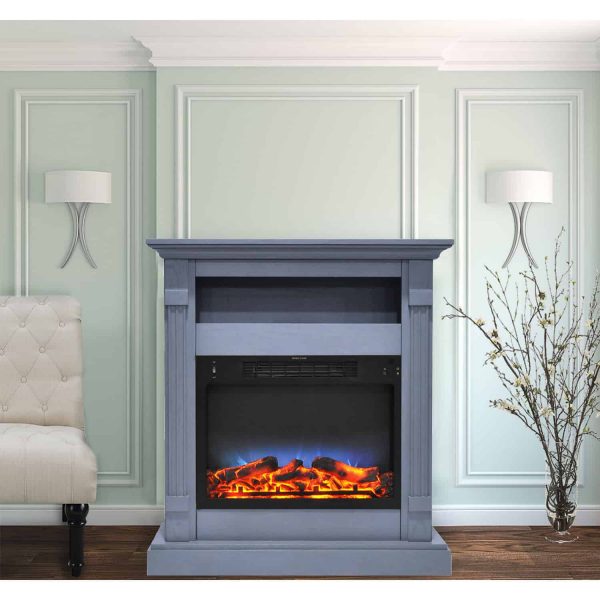 Cambridge Sienna 34 In. Electric Fireplace w/ Multi-Color LED Insert and Slate Blue Mantel 1
