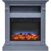 Cambridge Sienna 34 In. Electric Fireplace w/ Multi-Color LED Insert and Slate Blue Mantel