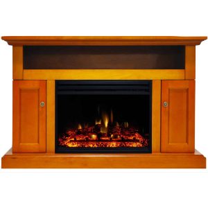 Cambridge Sorrento Electric Fireplace Heater with 47-In. Teak TV Stand