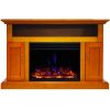 Cambridge Sorrento Electric Fireplace Heater with 47-In. Teak TV Stand, Enhanced Log Display, Multi-Color Flames and a Remote Control 8