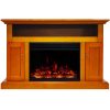 Cambridge Sorrento Electric Fireplace Heater with 47-In. Teak TV Stand, Enhanced Log Display, Multi-Color Flames and a Remote Control 9