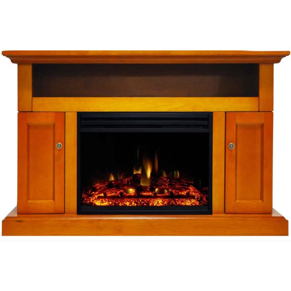 Cambridge Sorrento Electric Fireplace Heater with 47-In. Teak TV Stand