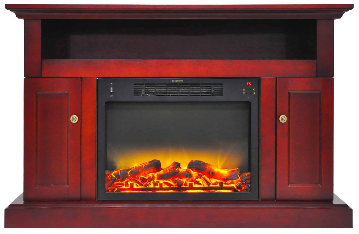 Cambridge Sorrento Electric Fireplace Heater with 47" Entertainment Stand plus Enhanced Log and Grate Display