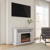 Cambridge Sorrento Electric Fireplace with 1500W Log Insert and 47 In. Entertainment Stand in White 23