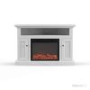 Cambridge Sorrento Electric Fireplace with 1500W Log Insert and 47 In. Entertainment Stand in White 26