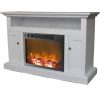 Cambridge Sorrento Electric Fireplace with 1500W Log Insert and 47 In. Entertainment Stand in White 16