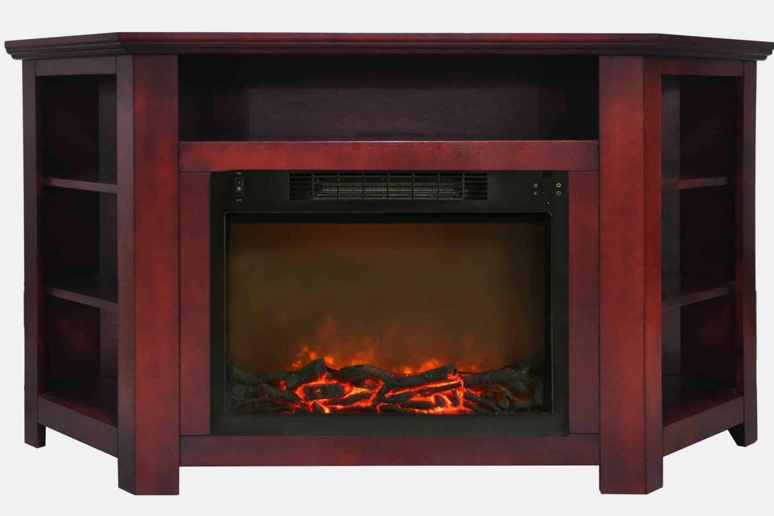 Cambridge Stratford 56 Electric Corner Fireplace Heater With Charred Log Display 6815